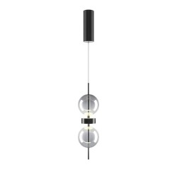 Double Moon - Black LED Pendant with Smoked Glass