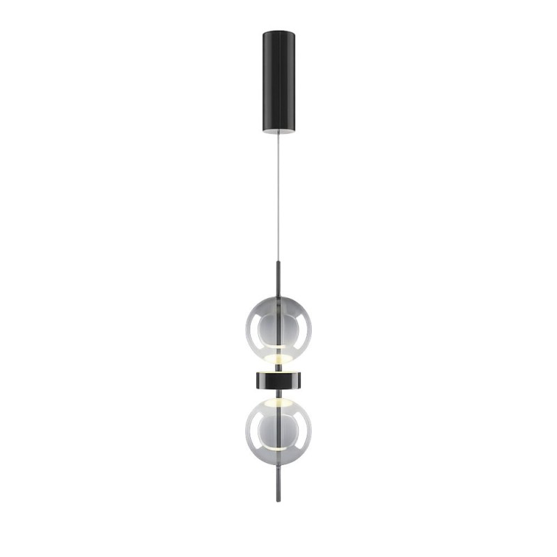 Maytoni-MOD478PL-L8B3K - Double Moon - Black LED Pendant with Smoked Glass