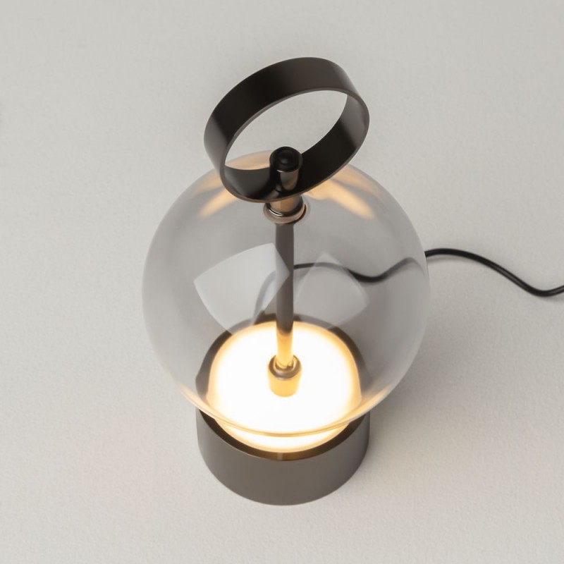 Maytoni-MOD478RL-L3B3K - Double Moon - Black Rechargeable LED Table Lamp with Smoked Glass