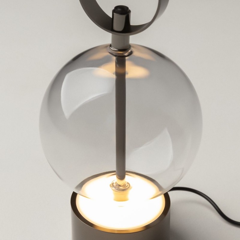 Maytoni-MOD478RL-L3B3K - Double Moon - Black Rechargeable LED Table Lamp with Smoked Glass