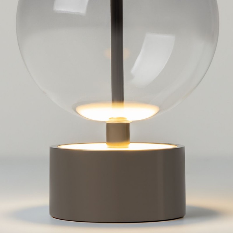Maytoni-MOD478RL-L3B3K - Double Moon - Black Rechargeable LED Table Lamp with Smoked Glass