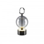 Double Moon - Black Rechargeable LED Table Lamp with Smoked Glass