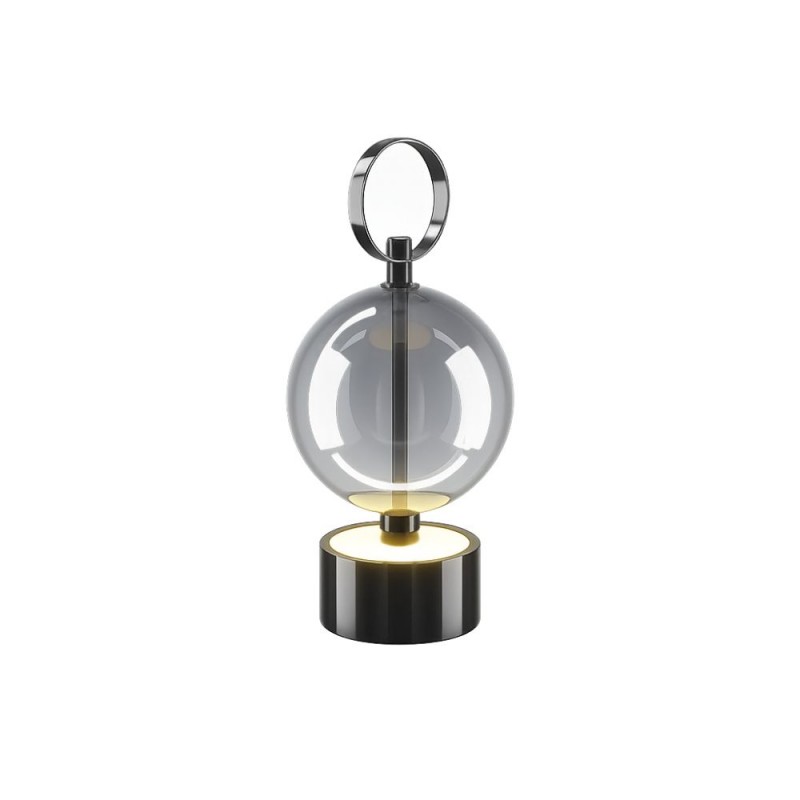 Maytoni-MOD478RL-L3B3K - Double Moon - Black Rechargeable LED Table Lamp with Smoked Glass