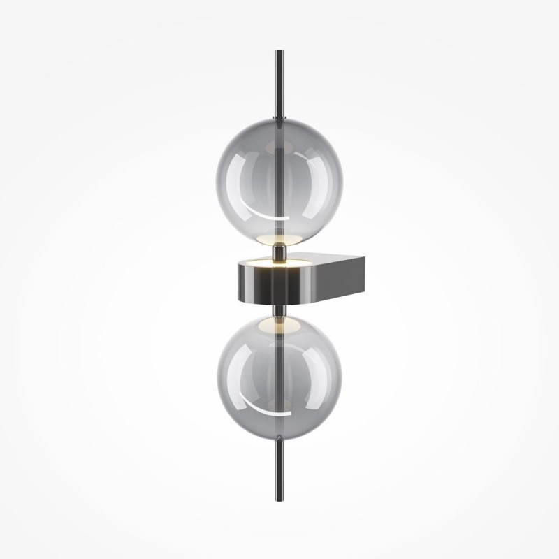 Maytoni-MOD478WL-L8B3K - Double Moon - Black LED Wall Lamp with Smoked Glass
