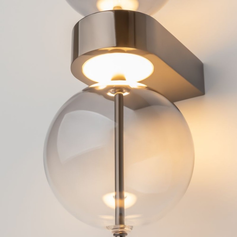 Maytoni-MOD478WL-L8B3K - Double Moon - Black LED Wall Lamp with Smoked Glass