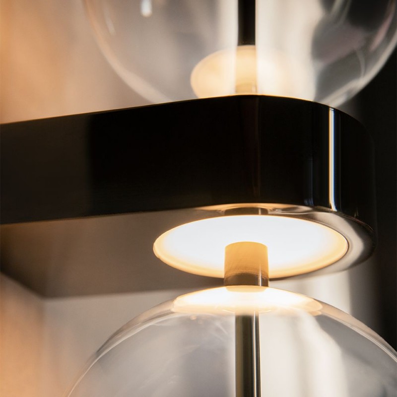 Maytoni-MOD478WL-L8B3K - Double Moon - Black LED Wall Lamp with Smoked Glass