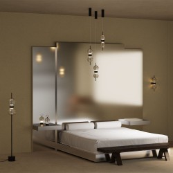 Double Moon - Black LED Wall Lamp with Smoked Glass