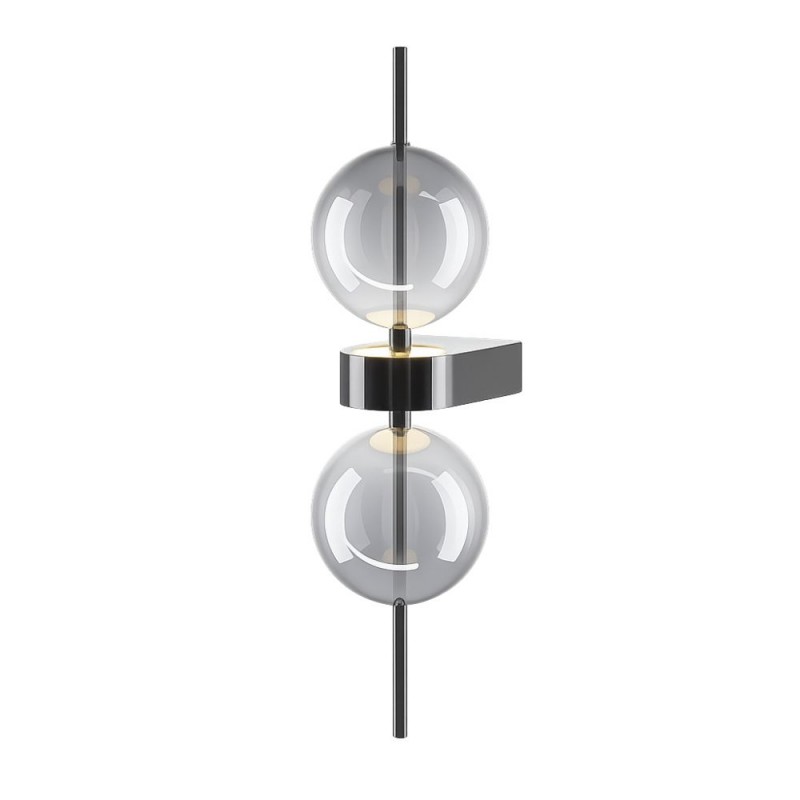 Maytoni-MOD478WL-L8B3K - Double Moon - Black LED Wall Lamp with Smoked Glass