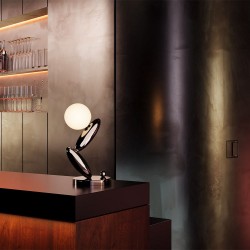 Resonance - Platinum LED Table Lamp with White Opal Glass