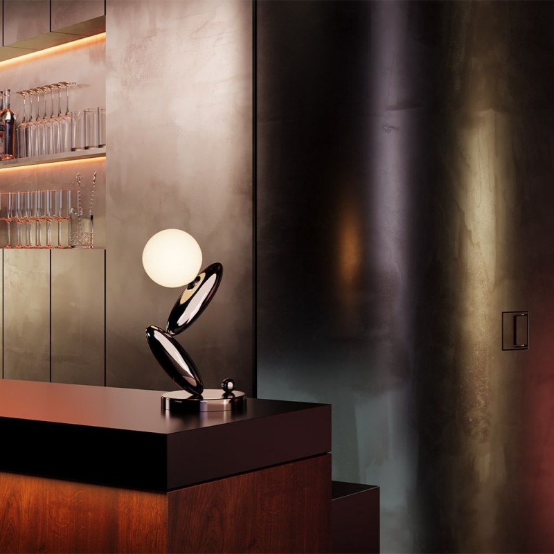 Maytoni-MOD482TL-L6PT3K - Resonance - Platinum LED Table Lamp with White Opal Glass