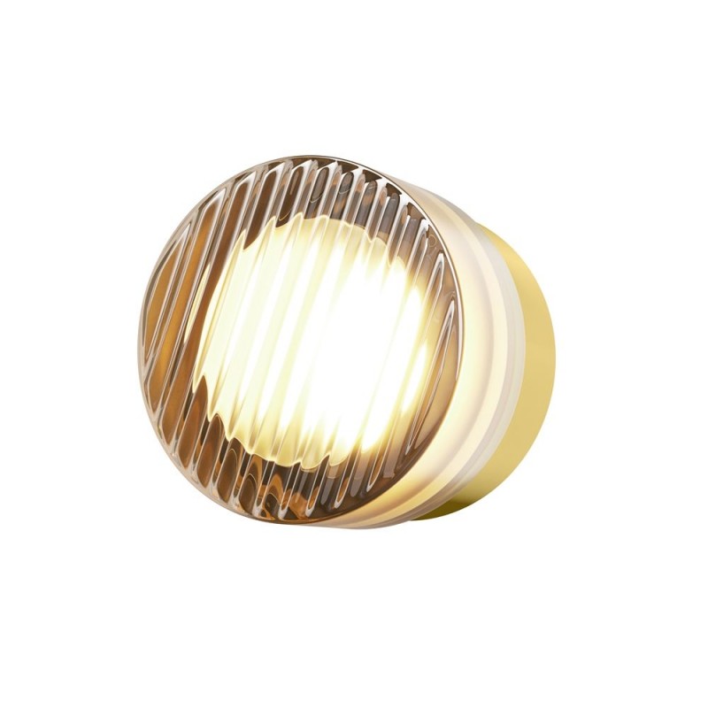 Maytoni-MOD493WL-L6BSK1 - Olo - Brass CCT Wall Lamp with Ribbed Amber Glass