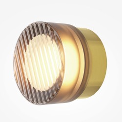 Olo - Brass CCT Wall Lamp with Ribbed Amber Glass
