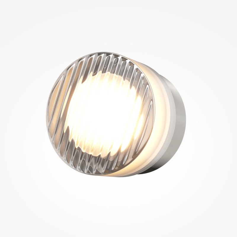 Maytoni-MOD493WL-L6PTK1 - Olo - Satin Platinum CCT Wall Lamp with Ribbed Glass