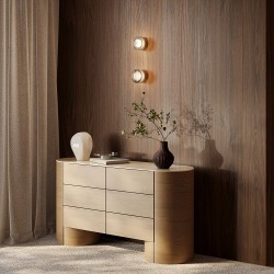 Olo - Satin Platinum CCT Wall Lamp with Ribbed Glass