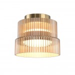 Scala - Bronze LED Ceiling Lamp with Ribbed Amber Glass