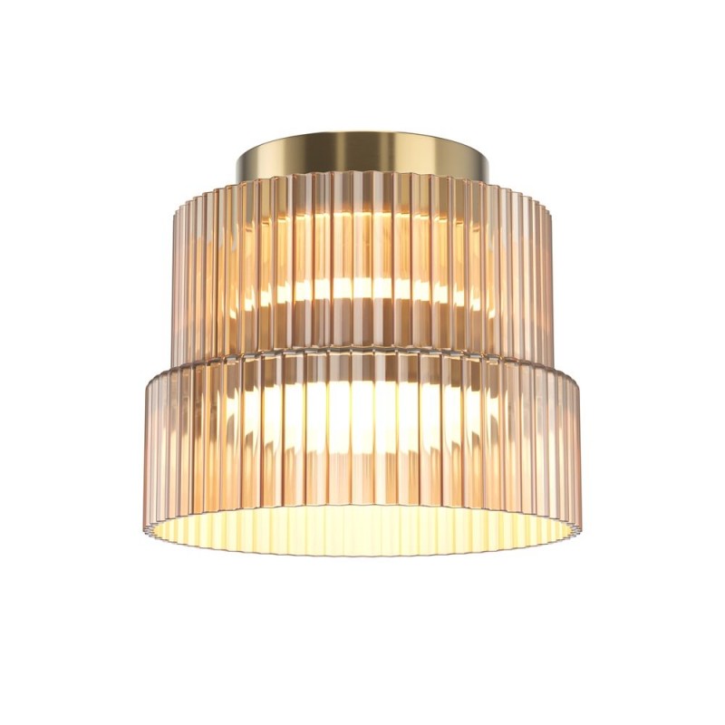 Maytoni-MOD496CL-L12BZK - Scala - Bronze LED Ceiling Lamp with Ribbed Amber Glass