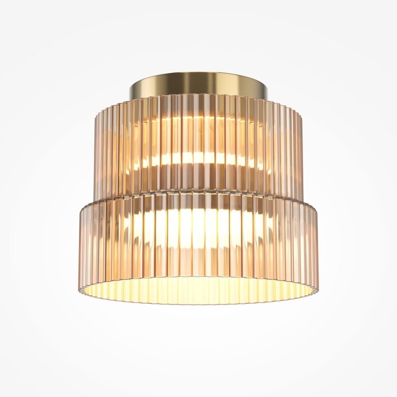 Maytoni-MOD496CL-L12BZK - Scala - Bronze LED Ceiling Lamp with Ribbed Amber Glass