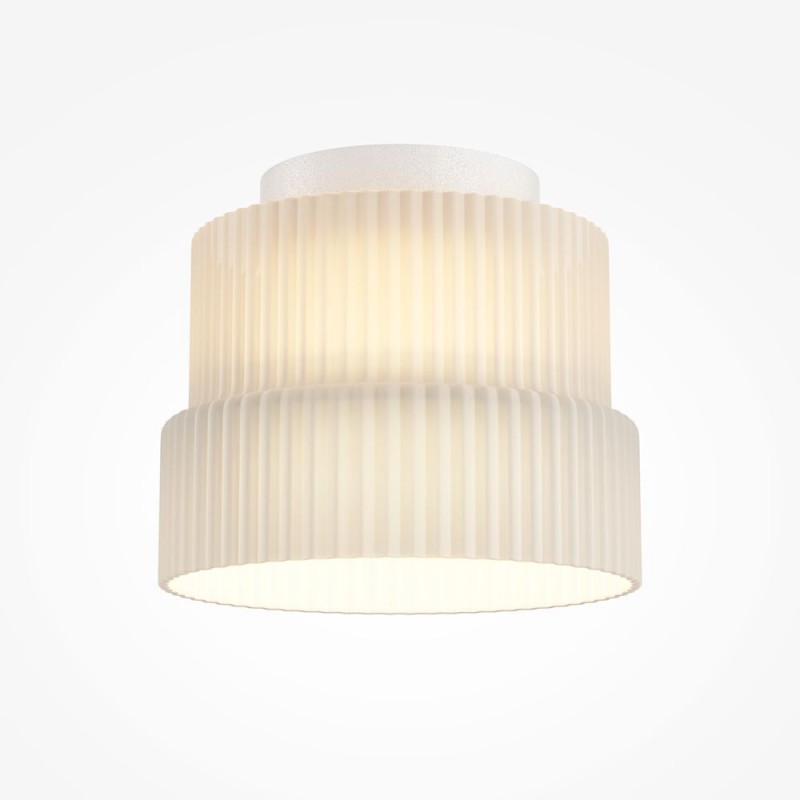Maytoni-MOD496CL-L12WK - Scala - White LED Ceiling Lamp with Ribbed White Glass