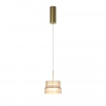 Scala - Bronze LED Pendant with Ribbed Amber Glass