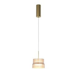 Scala - Bronze LED Pendant with Ribbed Amber Glass