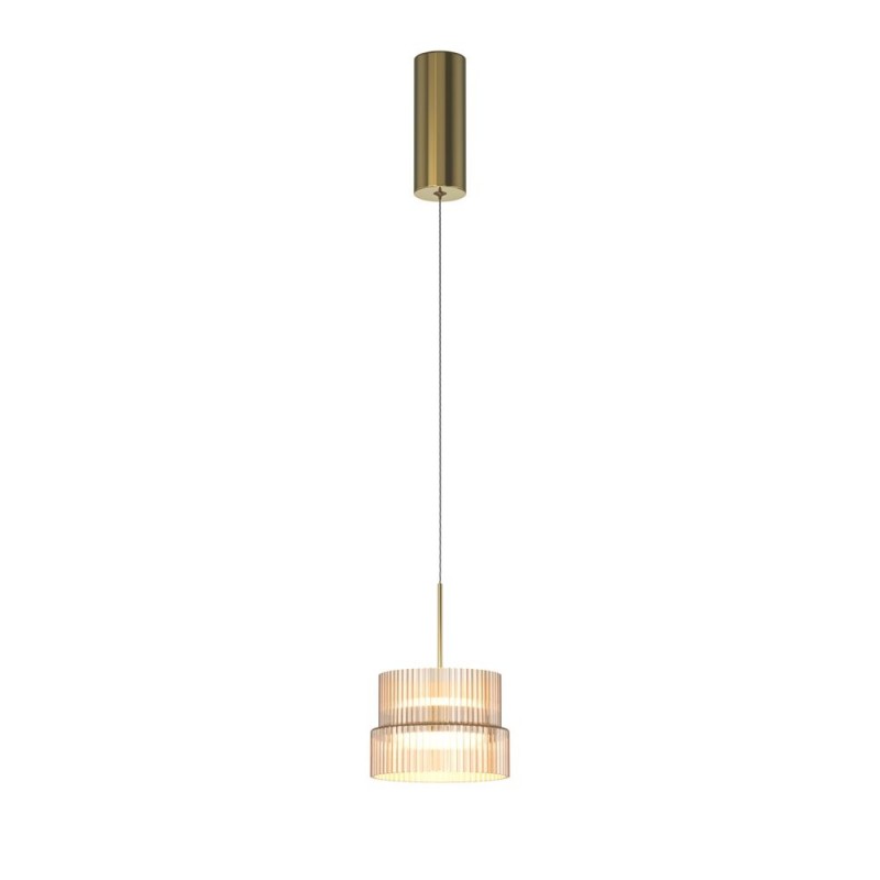 Maytoni-MOD496PL-L12BZK - Scala - Bronze LED Pendant with Ribbed Amber Glass