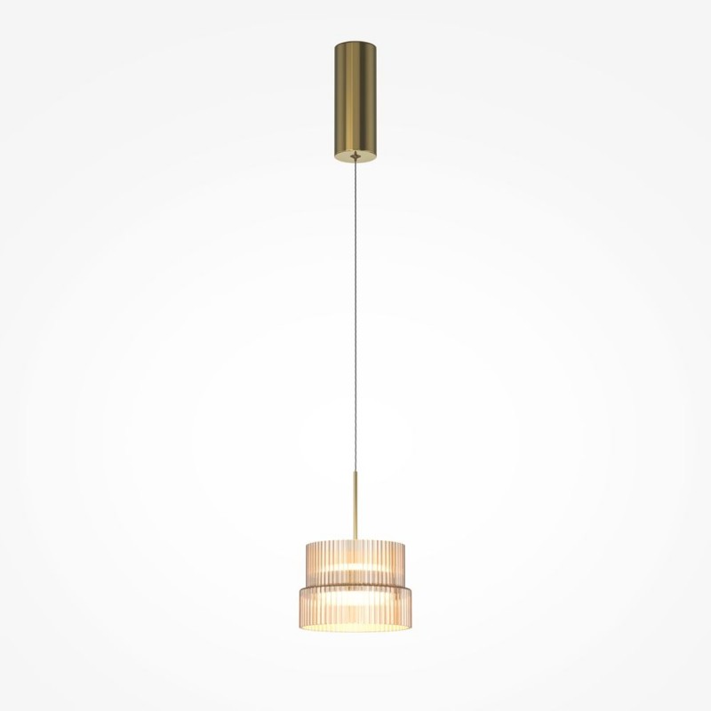 Maytoni-MOD496PL-L12BZK - Scala - Bronze LED Pendant with Ribbed Amber Glass