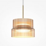 Scala - Bronze LED Pendant with Ribbed Amber Glass