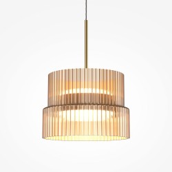 Scala - Bronze LED Pendant with Ribbed Amber Glass