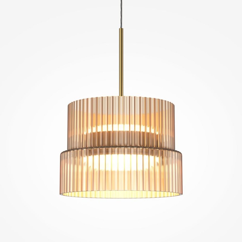 Maytoni-MOD496PL-L12BZK - Scala - Bronze LED Pendant with Ribbed Amber Glass