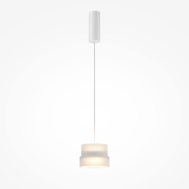 Maytoni-MOD496PL-L12WK - Scala - White LED Pendant with Ribbed White Glass
