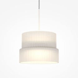 Scala - White LED Pendant with Ribbed White Glass