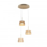 Scala - Bronze 3 Light LED Cluster Pendant with Ribbed Amber Glass