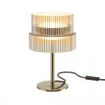 Scala - Bronze LED Table Lamp with Ribbed Amber Glass