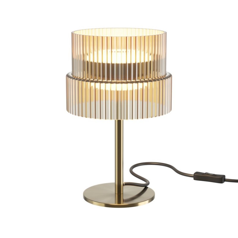 Maytoni-MOD496TL-L12BZK - Scala - Bronze LED Table Lamp with Ribbed Amber Glass