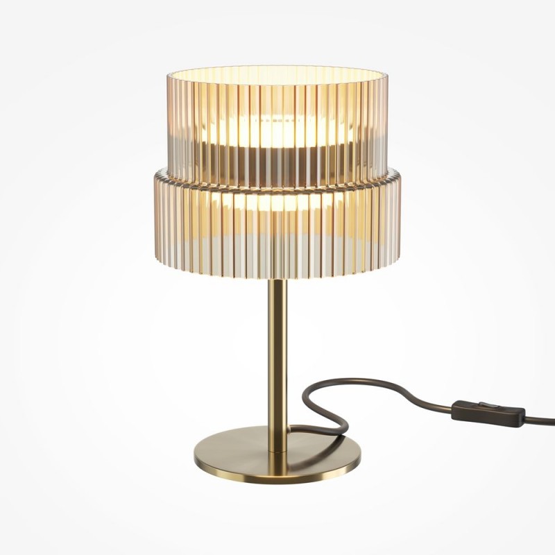 Maytoni-MOD496TL-L12BZK - Scala - Bronze LED Table Lamp with Ribbed Amber Glass
