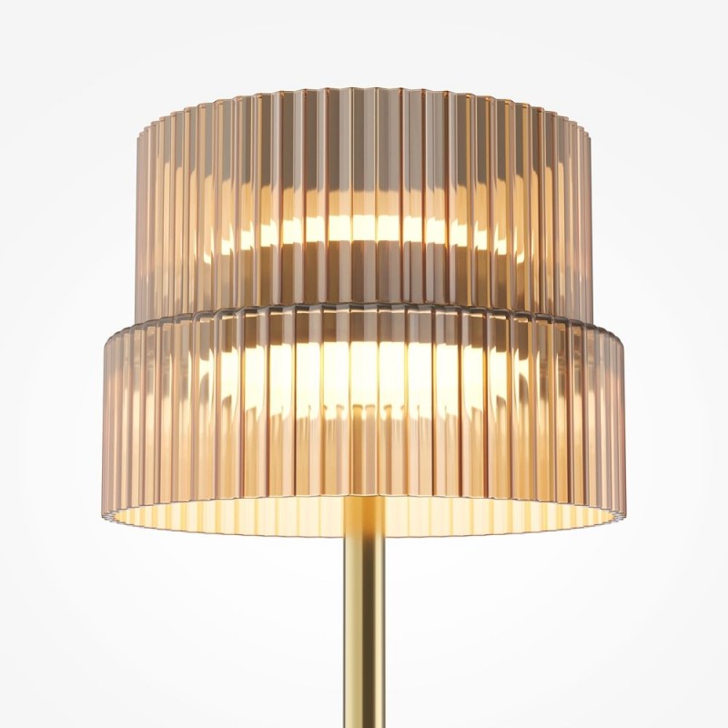 Maytoni-MOD496TL-L12BZK - Scala - Bronze LED Table Lamp with Ribbed Amber Glass