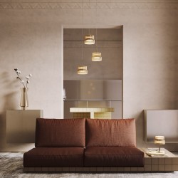 Scala - Bronze LED Table Lamp with Ribbed Amber Glass