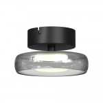 Float - Black LED Semi Flush with Smoked Glass