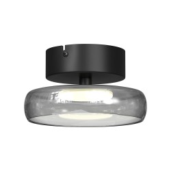 Float - Black LED Semi Flush with Smoked Glass