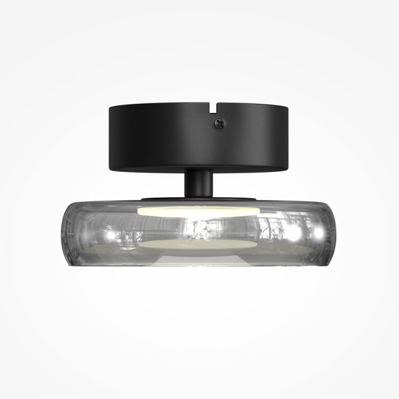 Maytoni-MOD498CL-L13BK1 - Float - Black LED Semi Flush with Smoked Glass