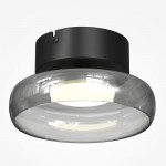 Float - Black LED Semi Flush with Smoked Glass