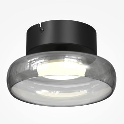 Float - Black LED Semi Flush with Smoked Glass