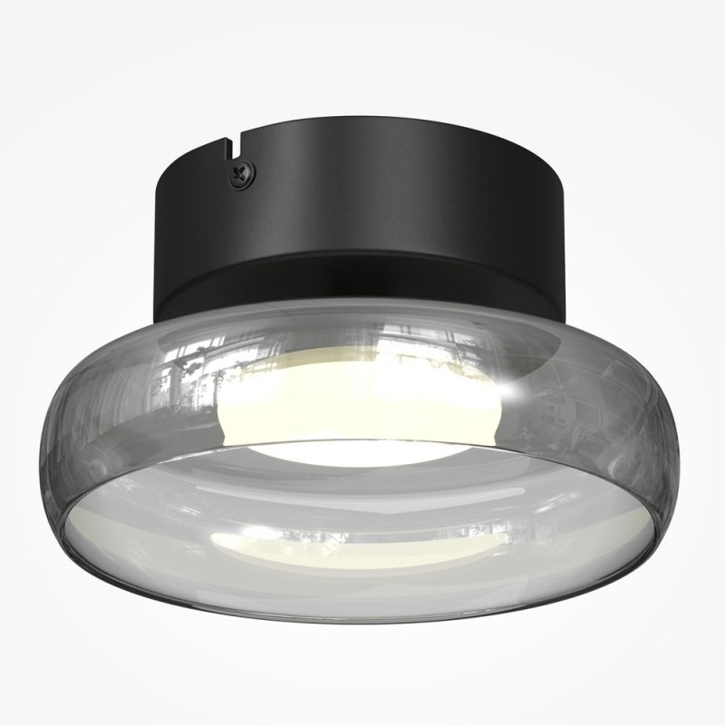 Maytoni-MOD498CL-L13BK1 - Float - Black LED Semi Flush with Smoked Glass
