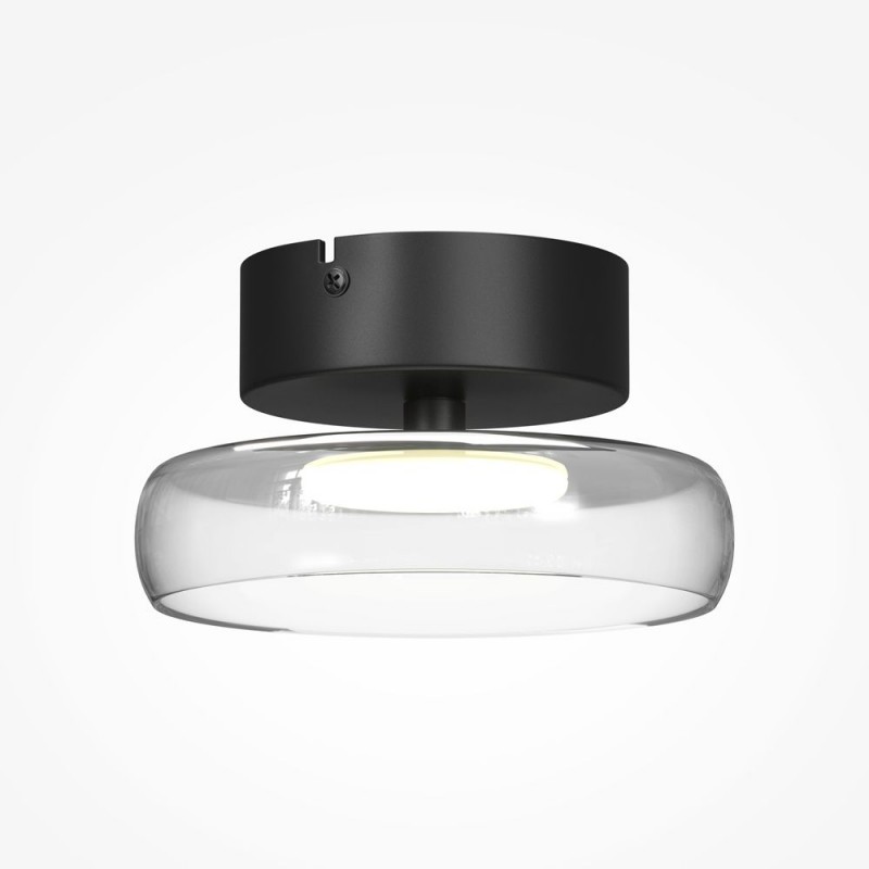 Maytoni-MOD498CL-L13BK - Float - Black LED Semi Flush with Clear Glass