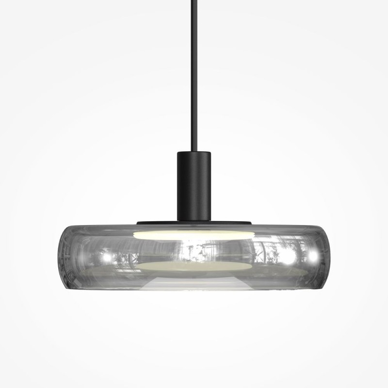 Maytoni-MOD498PL-L13BK1 - Float - Black LED Pendant with Smoked Glass
