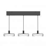 Float - Black 3 Light LED over Island Fitting with Clear Glass