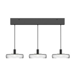 Float - Black 3 Light LED over Island Fitting with Clear Glass