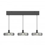 Float - Black 3 Light LED over Island Fitting with Smoked Glass