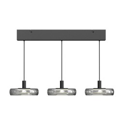 Float - Black 3 Light LED over Island Fitting with Smoked Glass