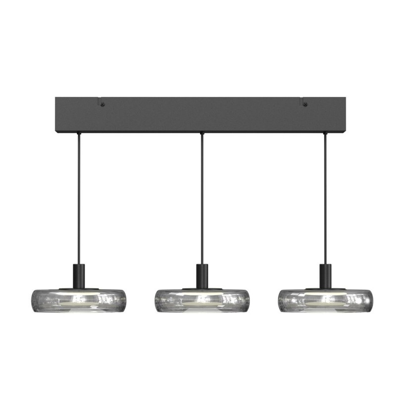 Maytoni-MOD498PL-L25BK1 - Float - Black 3 Light LED over Island Fitting with Smoked Glass